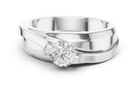 Round Diamond Bypass Solitaire for Him - White Gold