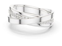 Round Crossover Diamond Band for Him - White Gold