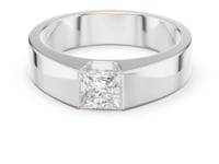 Princess Tension Flat Band Ring for Him - White Gold