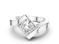 Princess Wrap Tension Ring for Him - White Gold