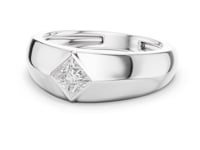 Princess Flush Knife Band Ring for Him - White Gold