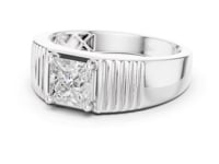 Princess Ribbed Shoulder Ring for Him - White Gold