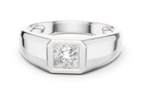 Princess Bezel Ring for Him - White Gold