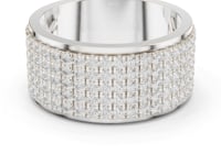 Pave Grid Cylinder Band for Him - White Gold