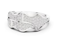 Pave Wave Panel Ring for Him - White Gold