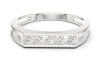 Five-Stone Channel Bar Ring for Him - White Gold