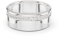 Offset Pave Line Cigar Band for Him - White Gold