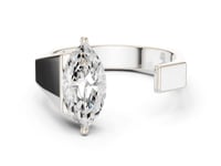 Marquise Open Cuff Ring for Him - White Gold