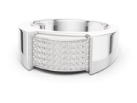 Pave Diamond Plate Band for Him - White Gold