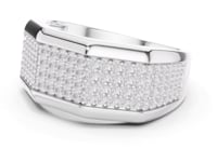 Octagon Pave Signet Ring for Him - White Gold