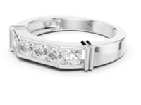 Channel Peak Five Stone Ring for Him - White Gold