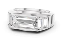 Baguette Channel Signet Ring for Him - White Gold