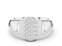 Cluster Cushion Seal Ring for Him - White Gold