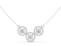Trinity Halo Cluster Necklace - White Gold