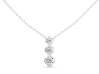 Round Three Stone Drop Pendant - White Gold