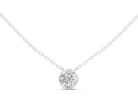 Floral-Basket Round Solitaire Station Necklace - White Gold