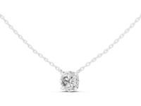 Open-Gallery Round Solitaire Station Necklace - White Gold