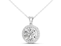 Round Halo Pendant - White Gold