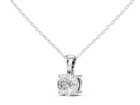 Round Solitaire Pendant Necklace - White Gold