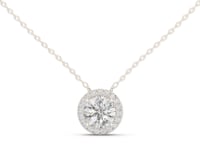 Round Halo Slide Pendant - White Gold