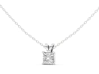 Princess Solitaire Pendant - White Gold