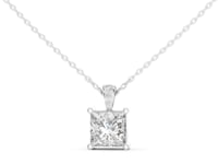 Princess Solitaire Pendant with Accent Bail - White Gold