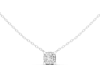 Princess Solitaire Pendant - Large - White Gold