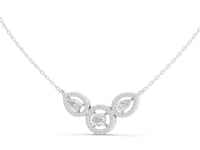Pear and Round Trio Halo Necklace - White Gold