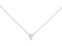 Petite Trillion Solitaire Necklace - White Gold