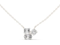 Petite Mixed-Cut Cluster Necklace - White Gold