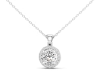 Petite Round Halo Pendant - White Gold