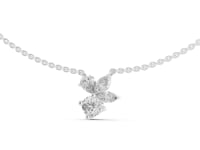 Petal Cluster Pendant Necklace - White Gold
