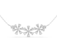 Pear Blossom Cluster Bar Necklace - White Gold