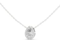 Pear Halo Pendant - White Gold
