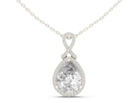 Pear Halo Pendant with Twist Bail - White Gold