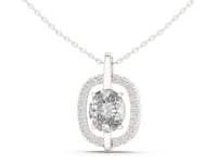 Oval Open Halo Pendant - White Gold