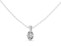Oval Solitaire Pendant - Medium - White Gold
