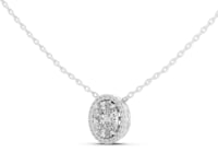 Oval Halo Pendant - White Gold
