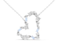 Mixed-Shape Open Heart Pendant - White Gold