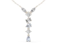 Mixed-Shape Cascade Y Necklace - White Gold