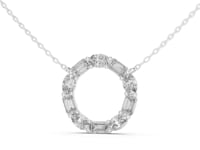 Mixed-Shape Open Circle Pendant - White Gold