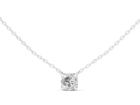 Four-Prong Round Station Necklace - White Gold