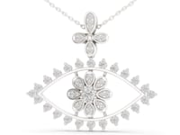 Floral Evil Eye Pendant - White Gold