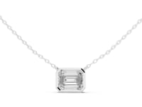 Emerald-Cut Bezel Station Necklace - Large - White Gold