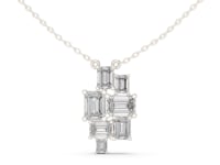 Emerald-Cut Mosaic Cluster Pendant - White Gold