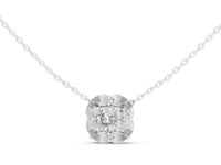 Cushion and Pear Cluster Pendant - White Gold