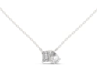 Emerald and Pear Duo Pendant - White Gold