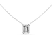 Emerald-Cut Bezel Station Necklace - Petite - White Gold