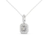 Emerald Halo Pendant with Pave Bail - White Gold