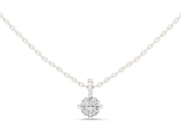 Cushion Solitaire Pendant - Petite - White Gold
